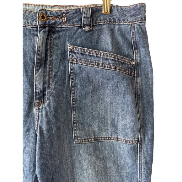 Sundance Roadside Jeans Size 10 Mid Wash High‎ Waist Raw Hem Patch Pockets - Picture 5 of 11